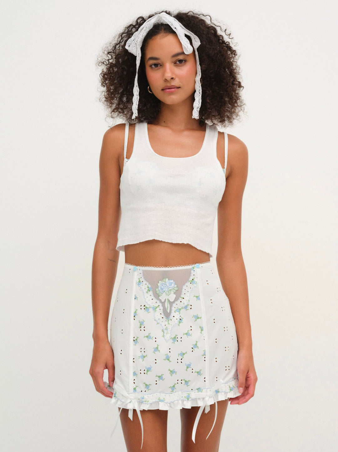 For Love and Lemons Budding Blossom Garter Skirt - White