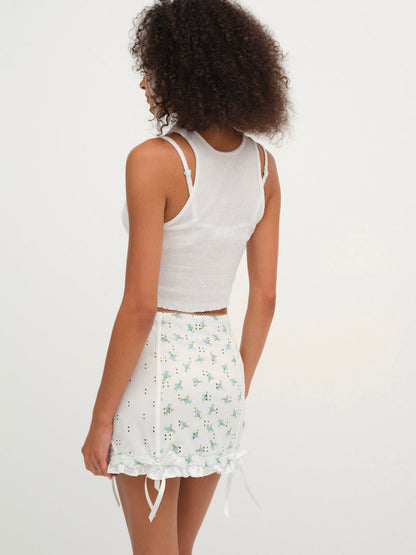 For Love and Lemons Budding Blossom Garter Skirt - White