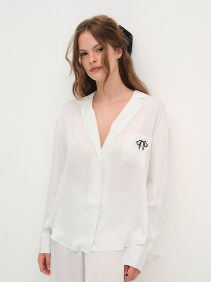 For Love and Lemons Everyday PJ Top - White