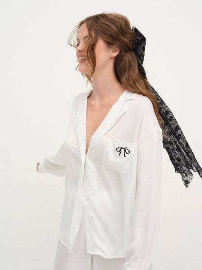 For Love and Lemons Everyday PJ Top - White