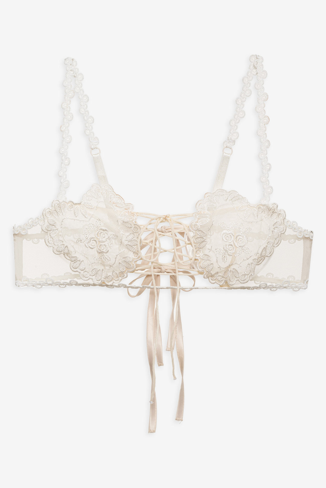 For Love and Lemons Vintage Embroidery Bra - White