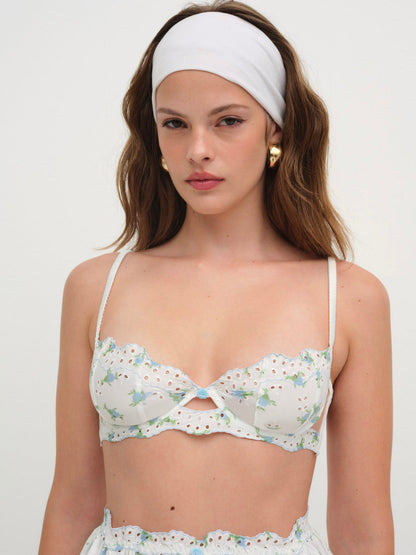 For Love and Lemons Budding Blossom Underwire Bra - White