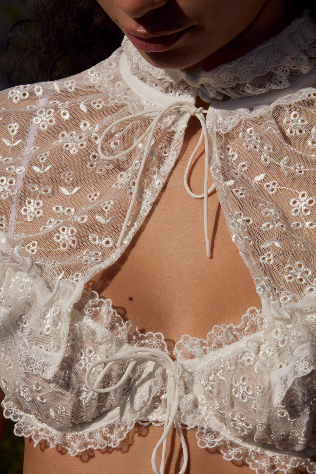 For Love and Lemons Layer Cake Chiffon Underwire Bra - White