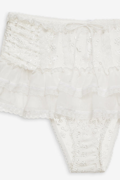 For Love and Lemons Layer Cake Chiffon Panty - White