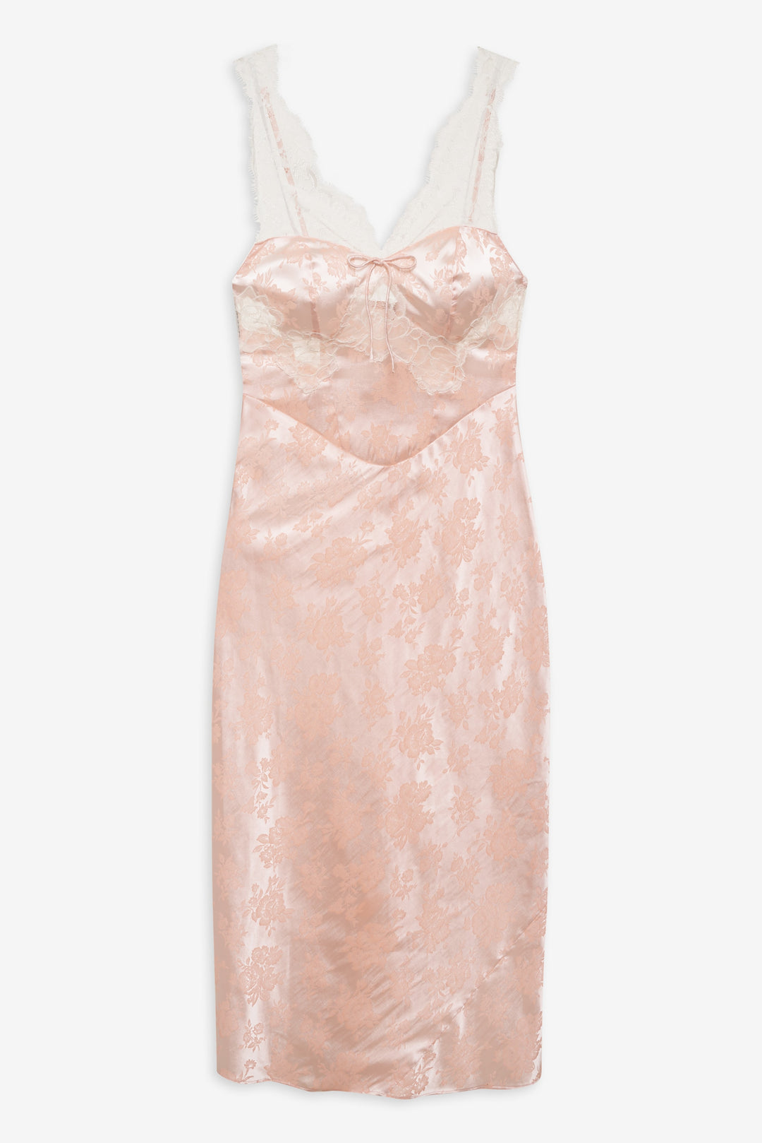 For Love and Lemons Audrey Jacquard Midi Slip - Peach