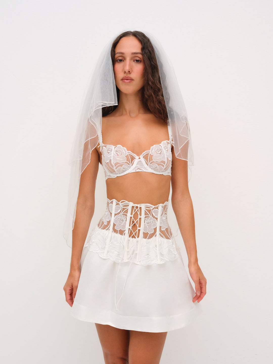 For Love and Lemons Blushing Blooms Underwire Bra - White