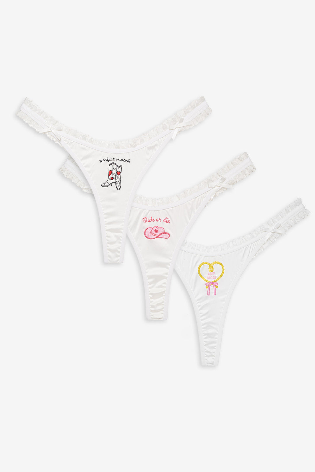 For Love and Lemons Bachelorette Thong Panty Pack - White