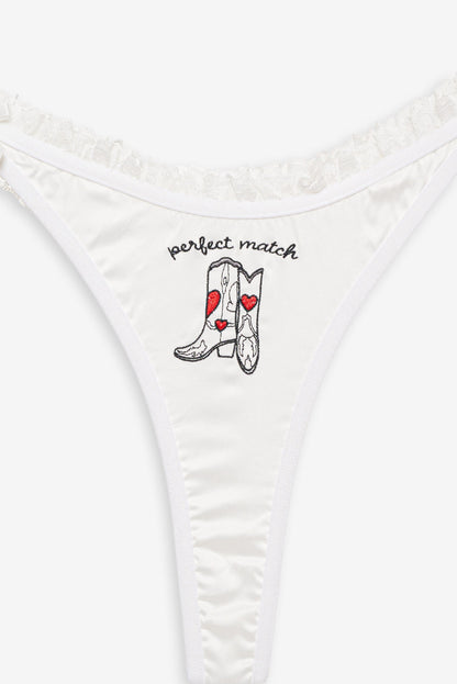 For Love and Lemons Bachelorette Thong Panty Pack - White