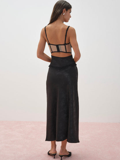 For Love and Lemons Sonia Maxi Slip Dress - Black