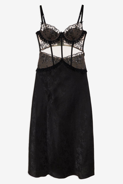For Love and Lemons Sonia Maxi Slip Dress - Black