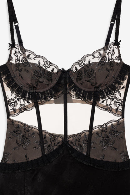 For Love and Lemons Sonia Maxi Slip Dress - Black