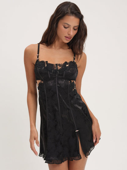 For Love and Lemons Blissful Blooms Slip Dress - Black