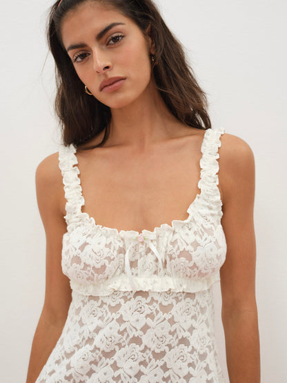 For Love and Lemons Cloud Lace Slip Dress - White