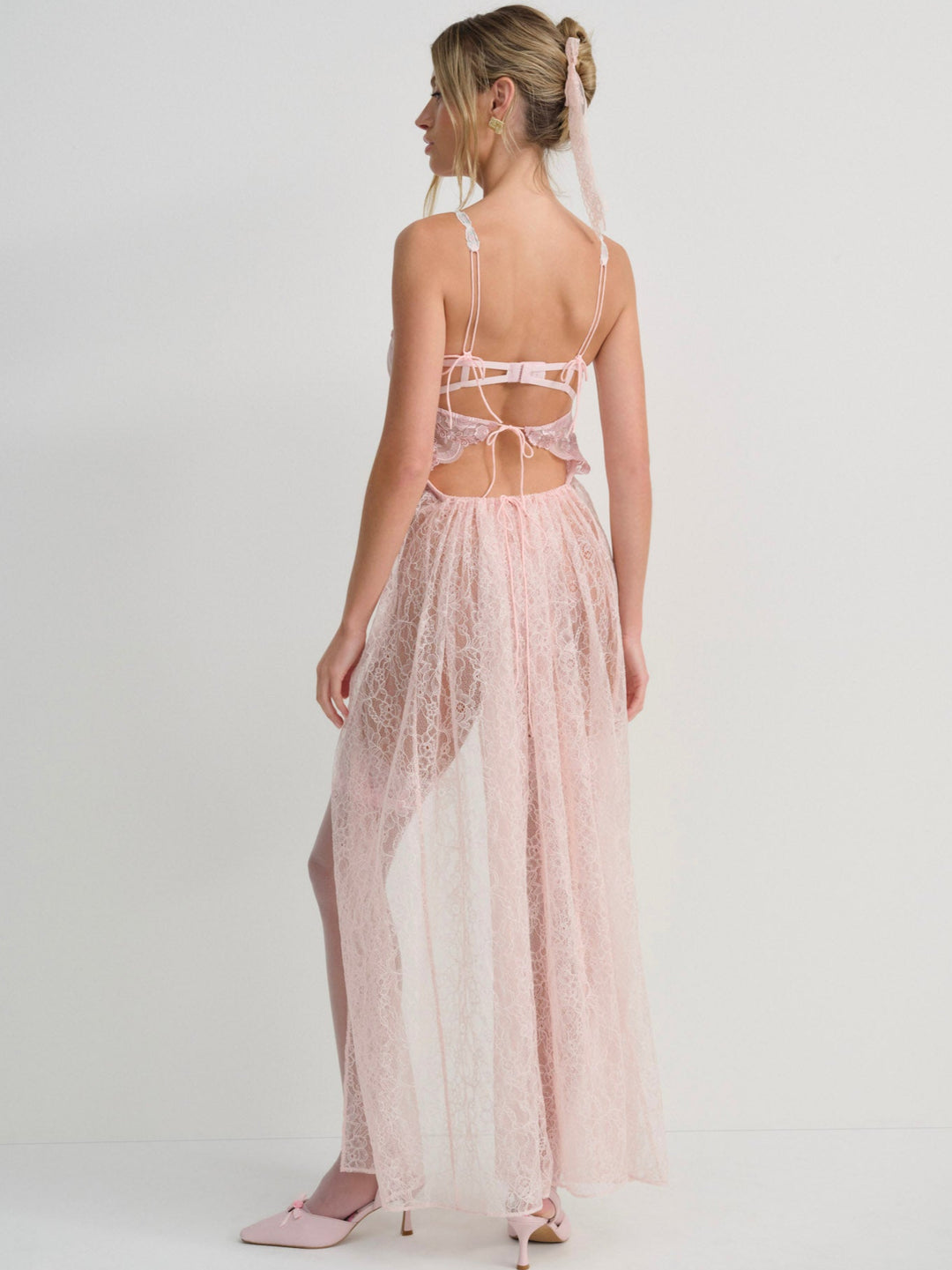 For Love and Lemons Camilla Maxi Slip Dress - Pink
