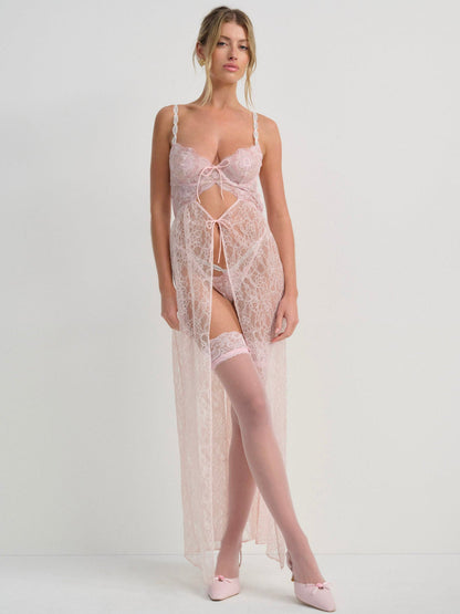 For Love and Lemons Camilla Maxi Slip Dress - Pink