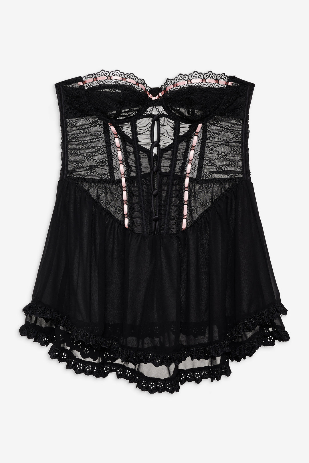 For Love and Lemons Elena Eyelet Slip Dress - Black