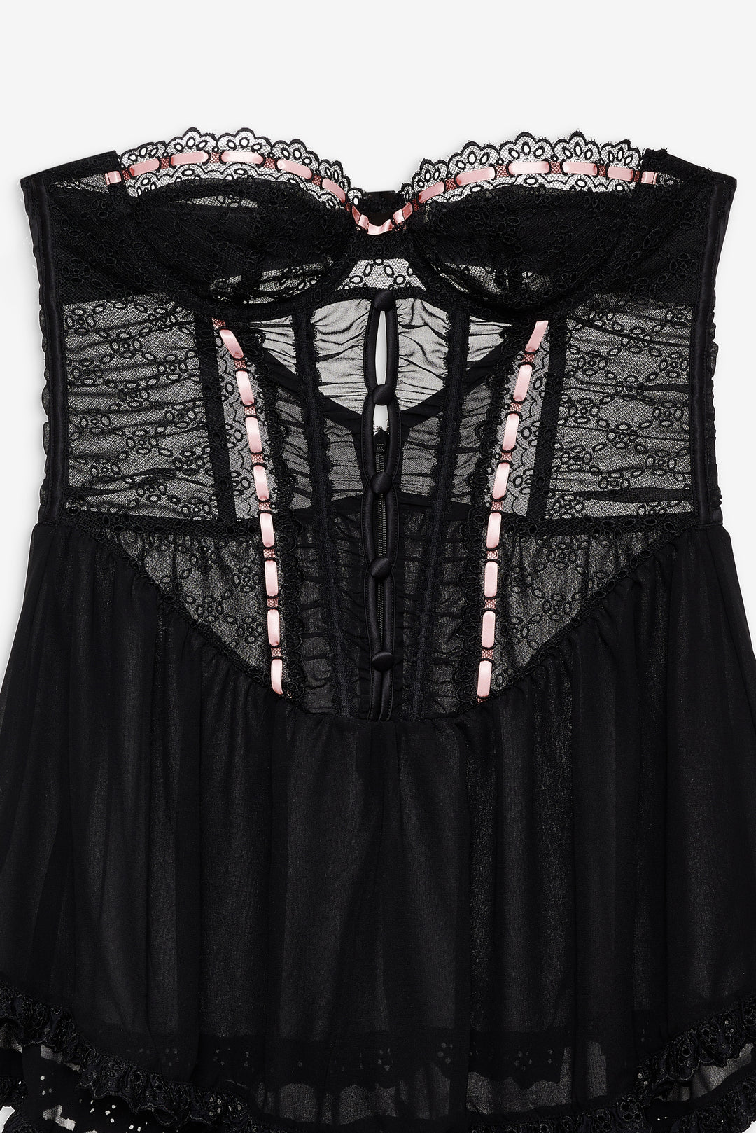 For Love and Lemons Elena Eyelet Slip Dress - Black