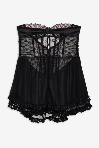 For Love and Lemons Elena Eyelet Slip Dress - Black
