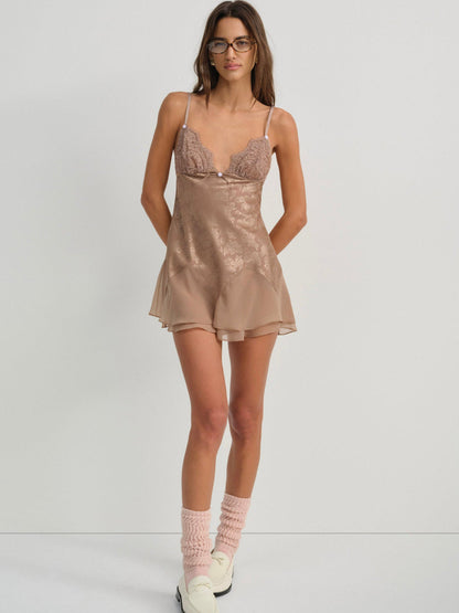 For Love and Lemons Holly Slip Dress - Chocolate