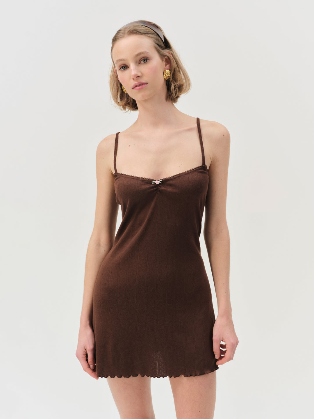 For Love and Lemons Elliana Slip Dress - Chocolate