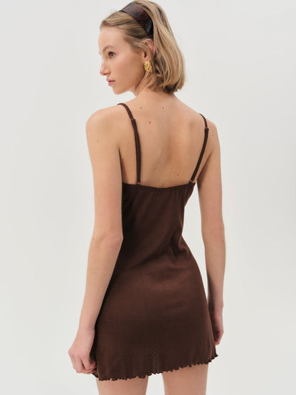 For Love and Lemons Elliana Slip Dress - Chocolate