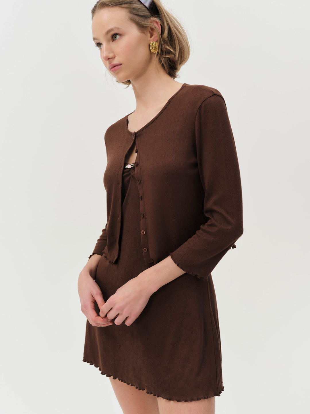 For Love and Lemons Elliana Slip Dress - Chocolate