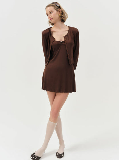 For Love and Lemons Elliana Slip Dress - Chocolate