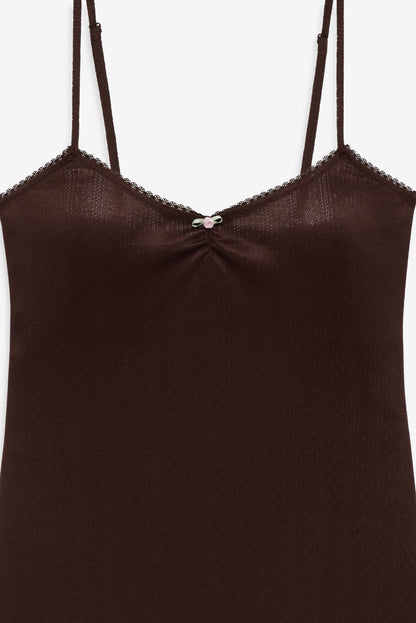For Love and Lemons Elliana Slip Dress - Chocolate