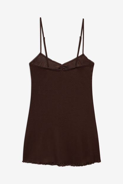 For Love and Lemons Elliana Slip Dress - Chocolate