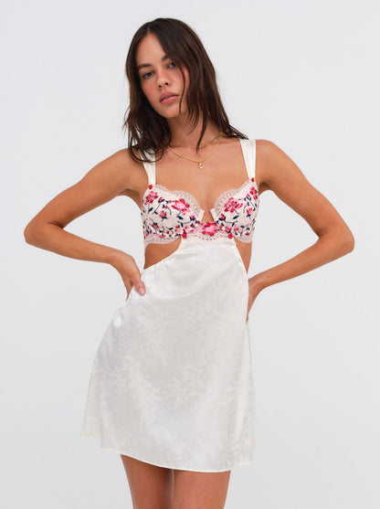 For Love and Lemons Festival Rose Slip Dress - Ivory