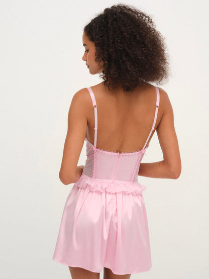 For Love and Lemons Ily Embroidered Slip Dress - Pink