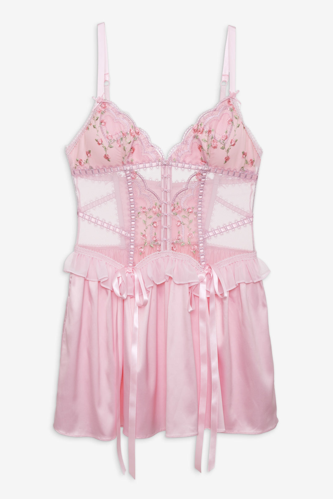 For Love and Lemons Ily Embroidered Slip Dress - Pink