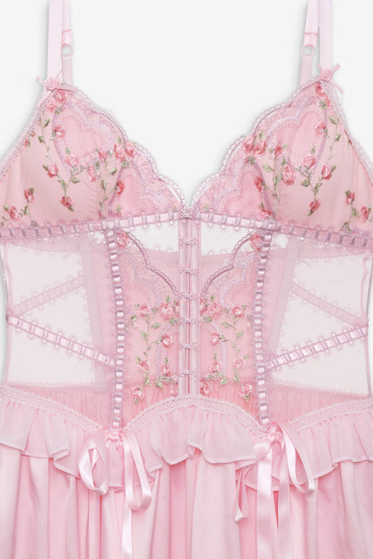 For Love and Lemons Ily Embroidered Slip Dress - Pink