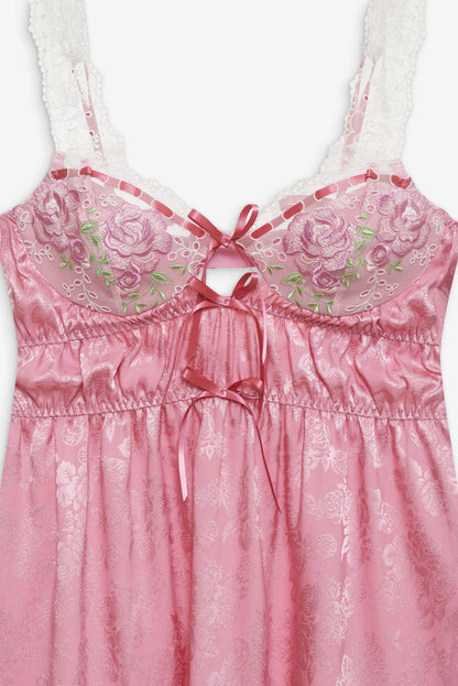For Love and Lemons Rose Milk Eyelet Slip Dress - Pink