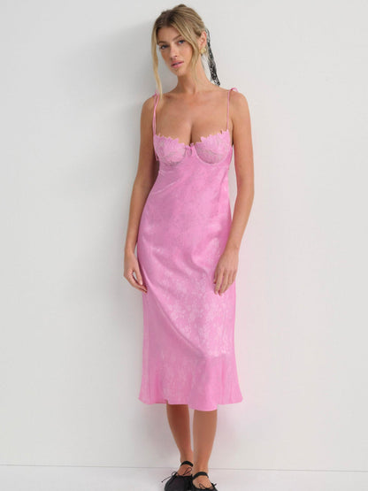 For Love and Lemons Maye Embroidered Slip Dress - Pink