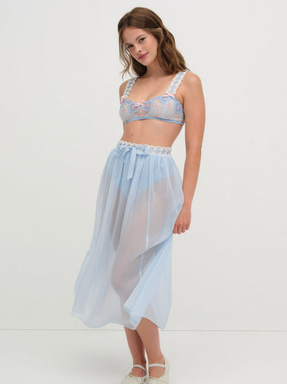 For Love and Lemons Dainty Doily Midi Skirt - Blue