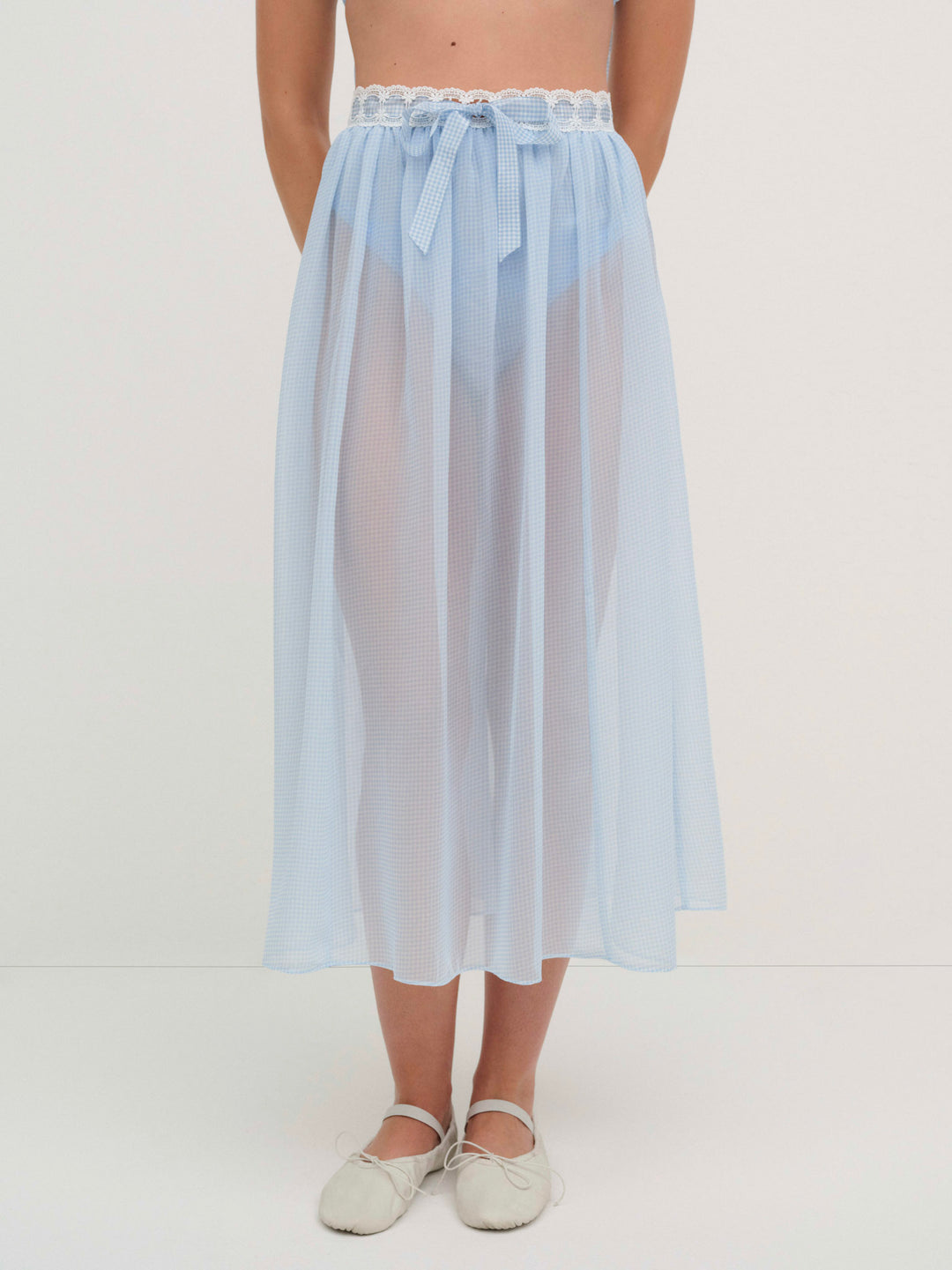 For Love and Lemons Dainty Doily Midi Skirt - Blue