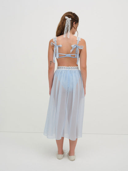 For Love and Lemons Dainty Doily Midi Skirt - Blue