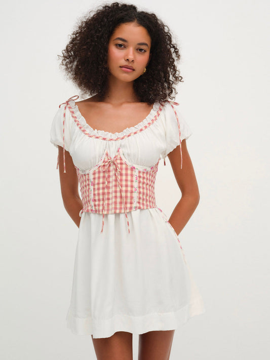 For Love and Lemons Georgia Corset Slip Dress - Red