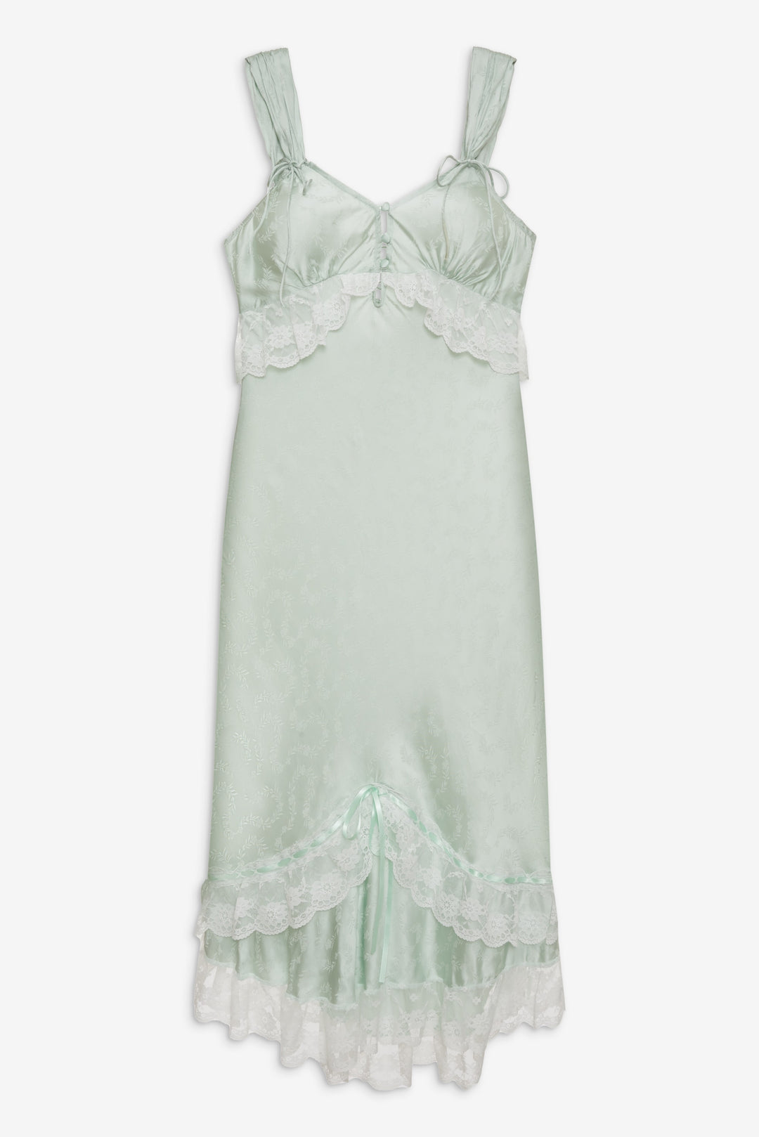 For Love and Lemons Mint Twist Jacquard Midi Slip Dress - Mint