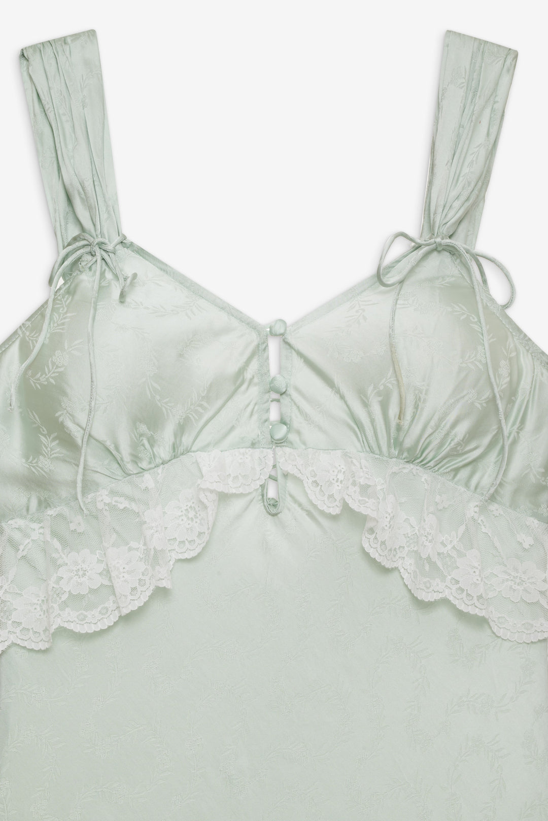 For Love and Lemons Mint Twist Jacquard Midi Slip Dress - Mint