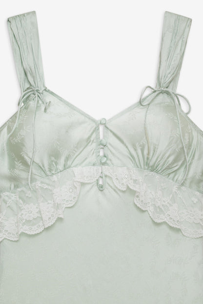 For Love and Lemons Mint Twist Jacquard Midi Slip Dress - Mint