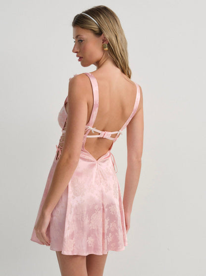 For Love and Lemons Le Fleur Slip Dress - Peach