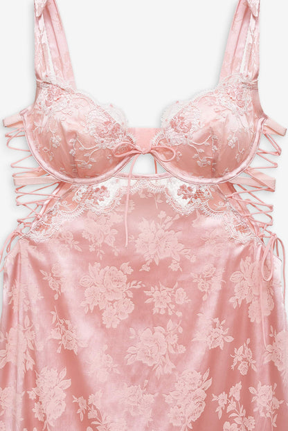 For Love and Lemons Le Fleur Slip Dress - Peach