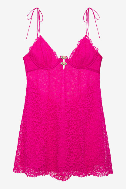 For Love and Lemons Creamsicle Lace Slip Dress - Pink