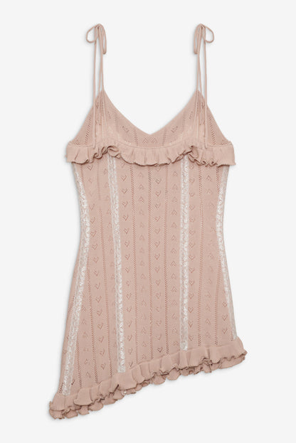 For Love and Lemons Eloise Asymmetric Knit Dress - Peach