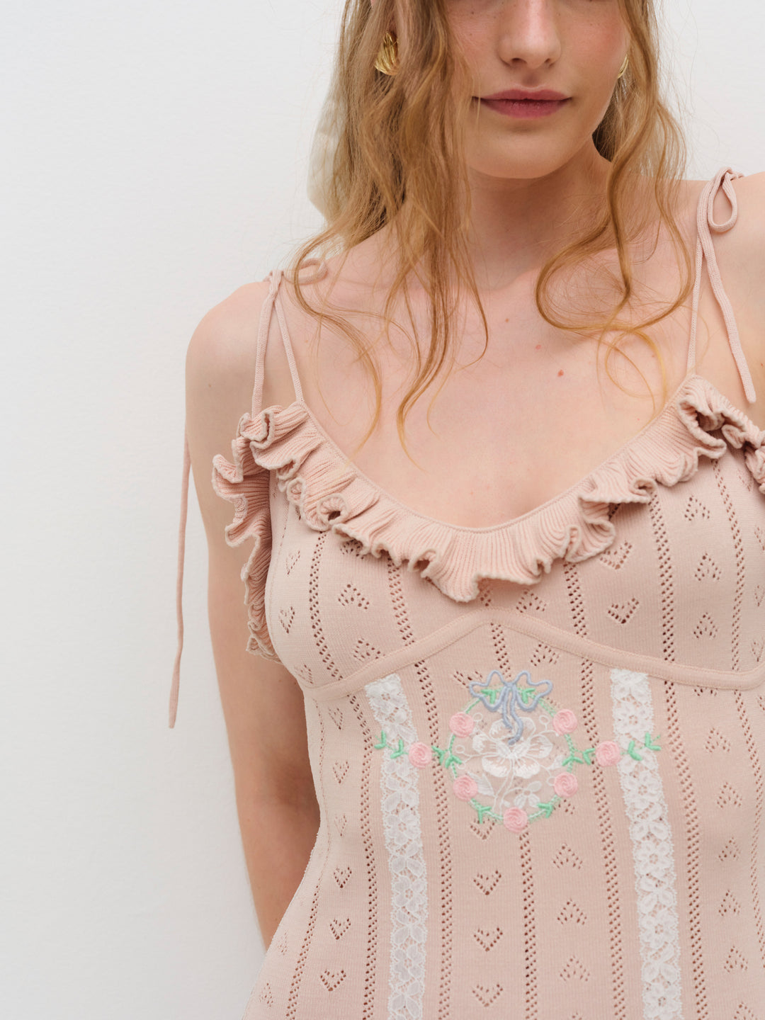 For Love and Lemons Eloise Asymmetric Knit Dress - Peach