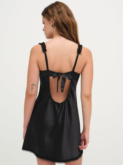 For Love and Lemons Love Garden Slip Dress - Black
