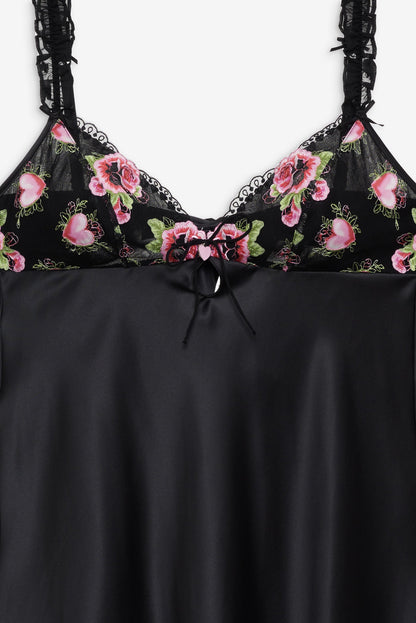 For Love and Lemons Love Garden Slip Dress - Black