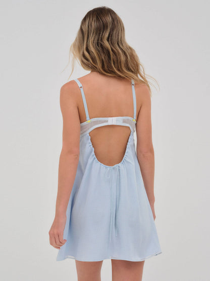 For Love and Lemons Gingham Rose Slip Dress - Blue